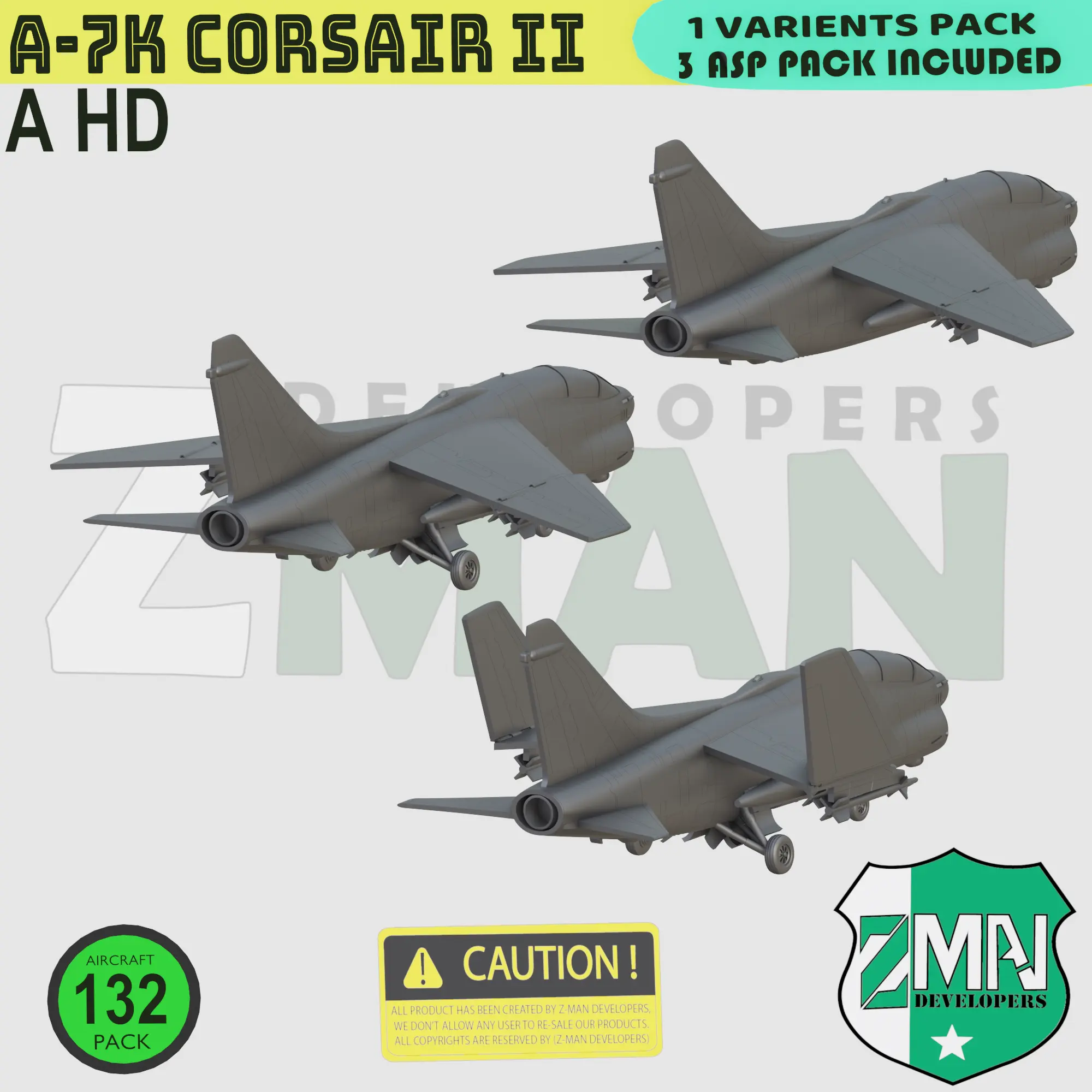 A-7K CORSAIR II (3 ASP ONLY STYLE-B) | 3D models download | Creality Cloud