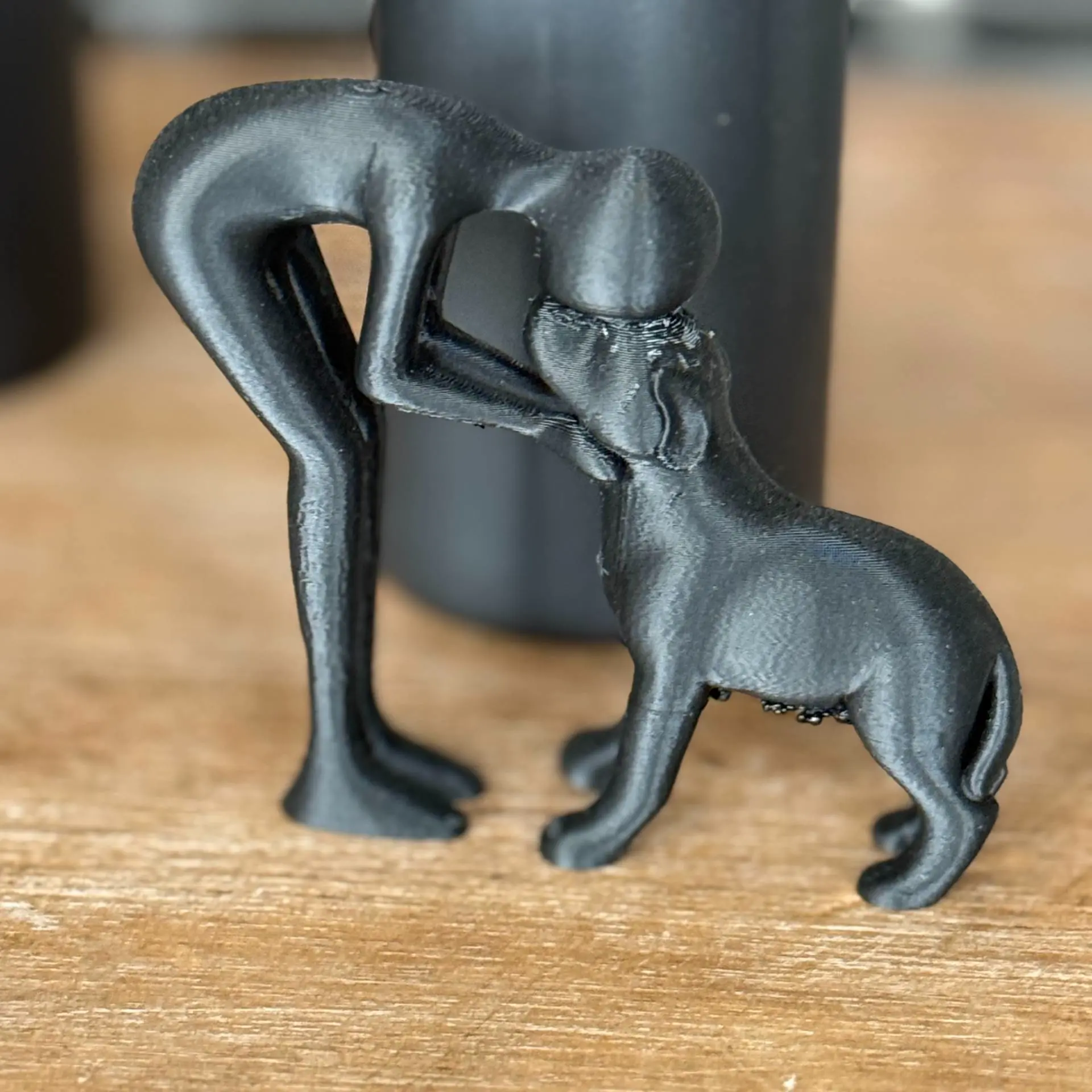 Human & Dog Love Sculpture – Minimalist Figurine