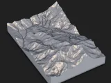 Detailed Mountain River Valley Terrain Tile – 3D Printable-3