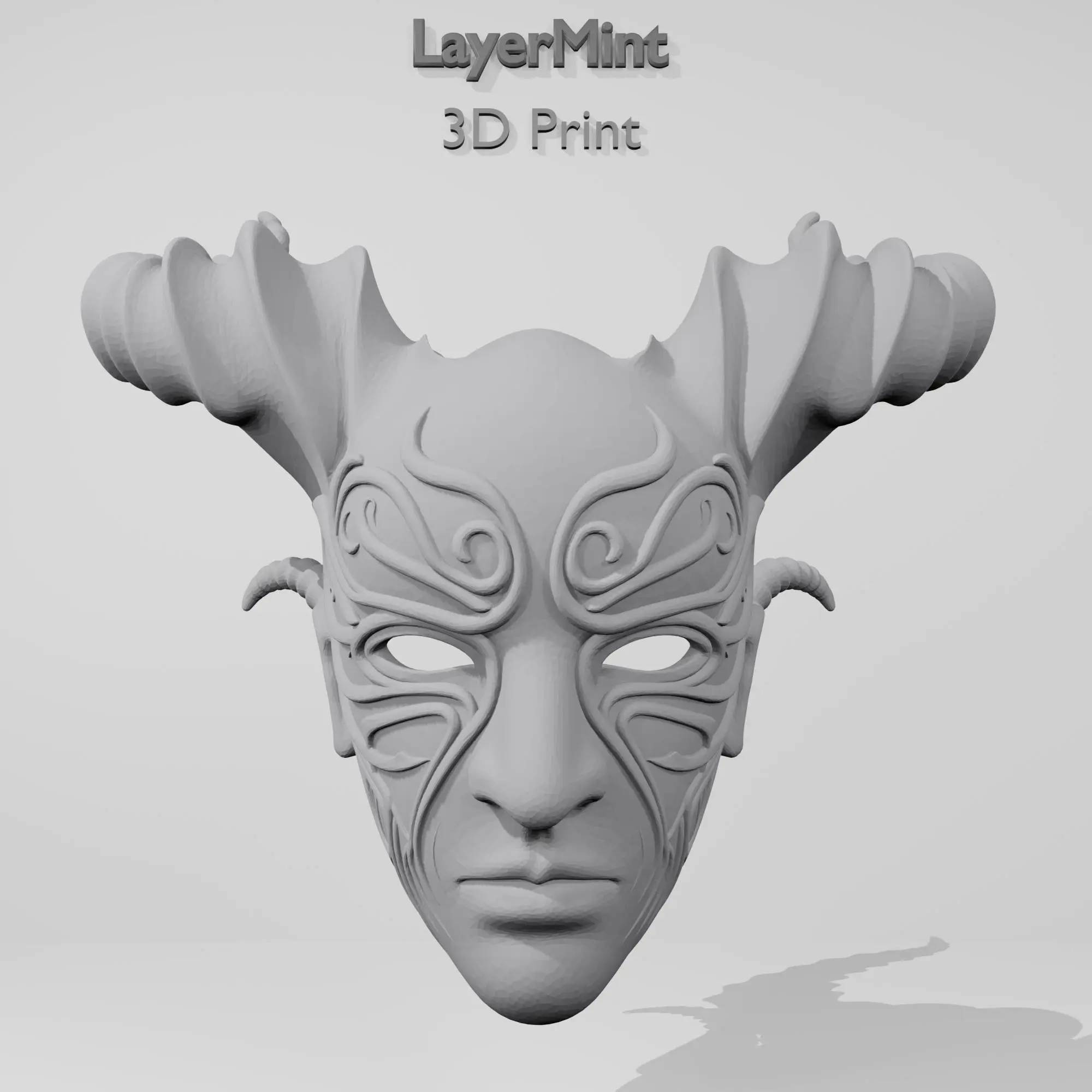 Fantasy Demon Horn Mask – 3D Printable STL File for Cosplay