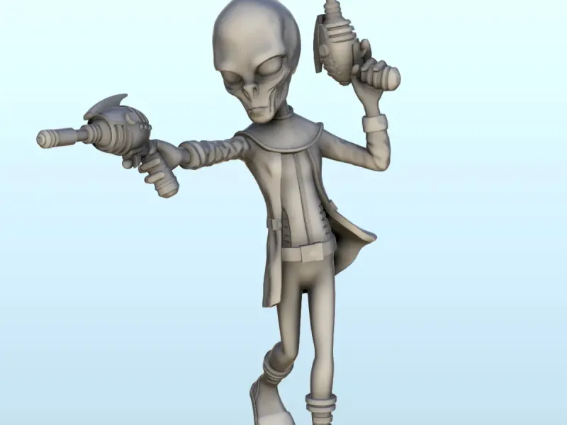 Alien soldier with double laser gun (28) (+ pre-supported ve
