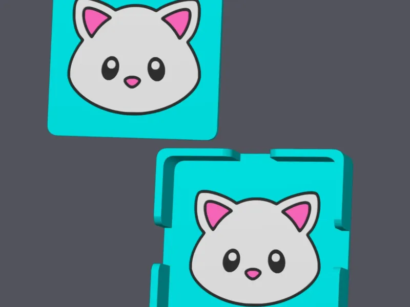 Kitten/Cat Head - Farm Animals - Square Coaster with holder