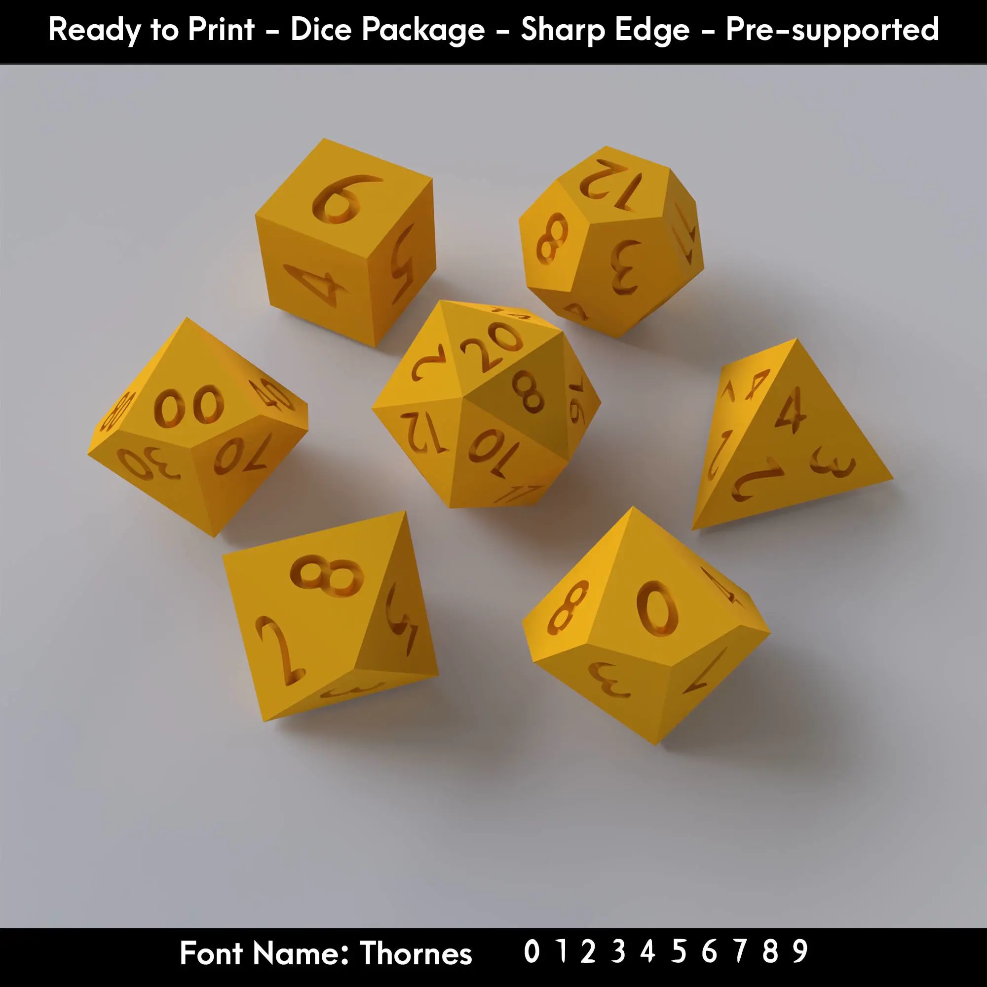 Dice Masters – Ready to Print - 7 Piece Set – Thornes Font