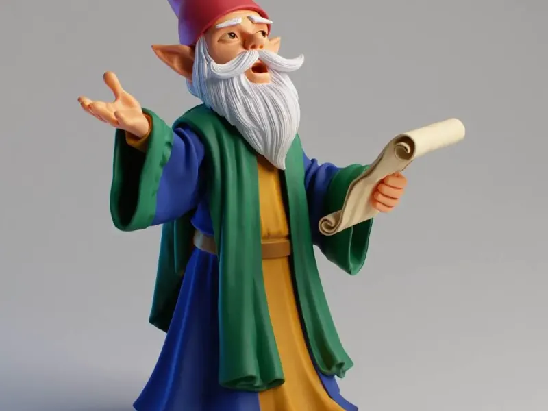 2964  Fairy Tale Gnome – Color Full-Body Figurine on Base