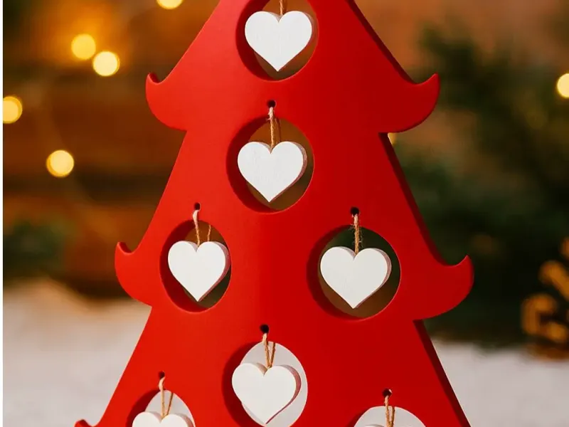 🎄✨ Árbol de Navidad Mini – Corazones Blancos🎄✨