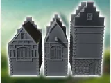 Set of three medieval half-timbered houses with tiled roofs-3