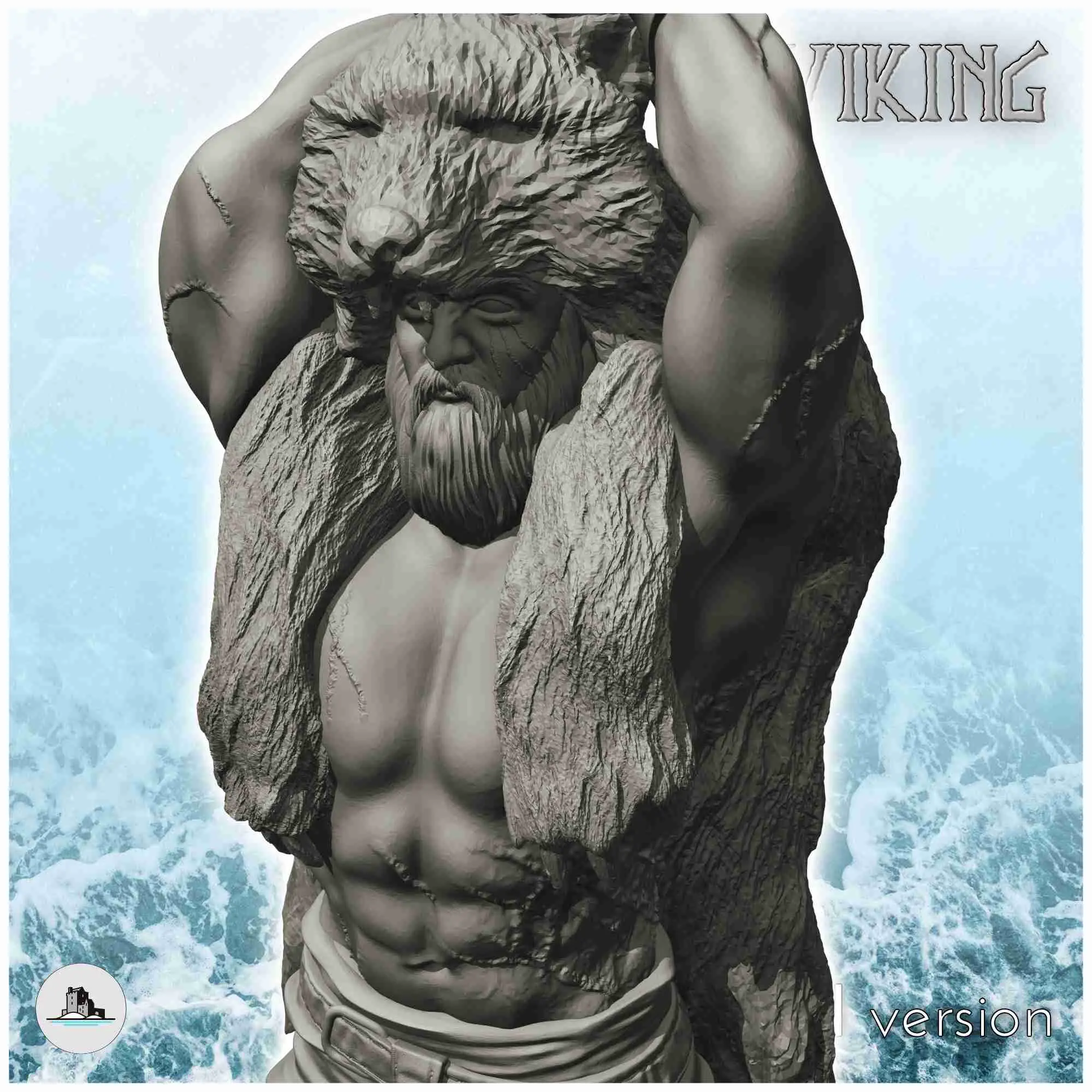 Viking warrior with axe and animal skin (3) - scenery mediev