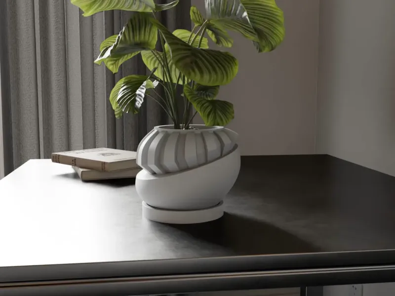 Planter with Tray 02 — Modern Indoor Garden Decor