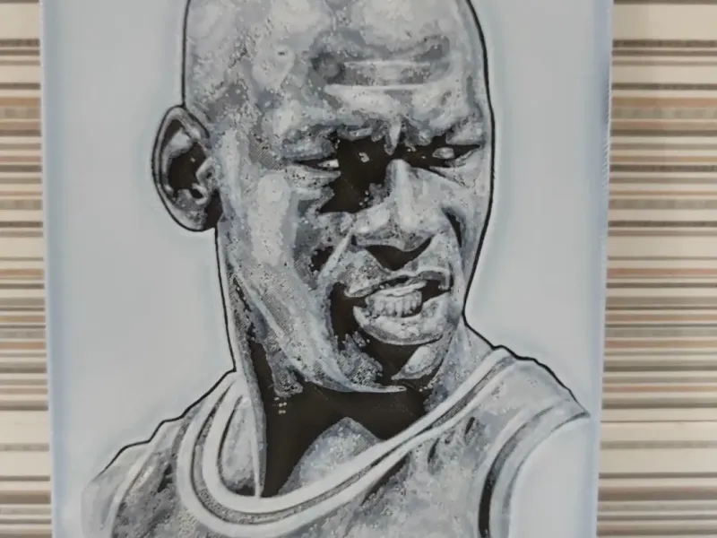 Hueforge portrait of Michael Jordan
