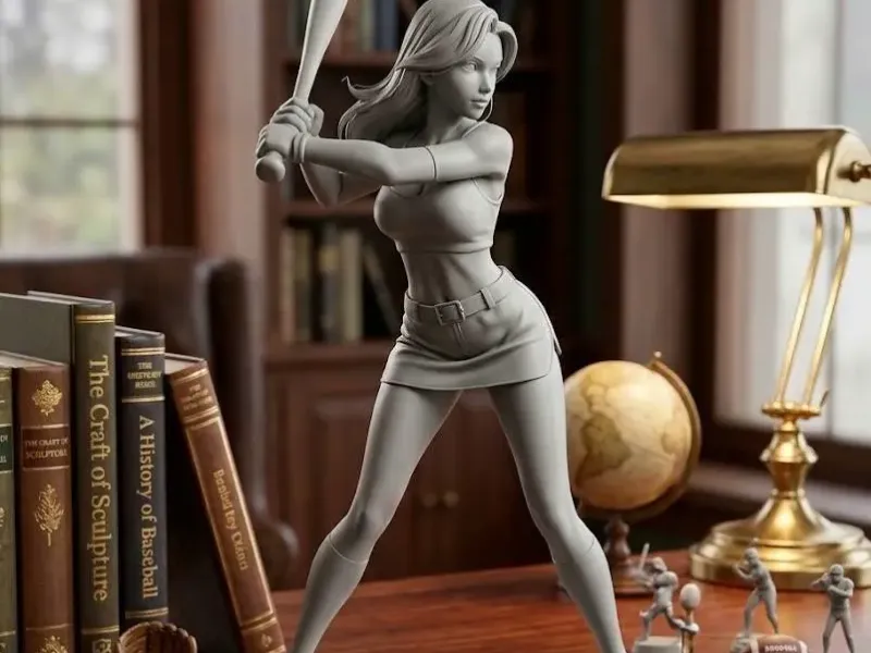 sexy woman playing baseball with bat