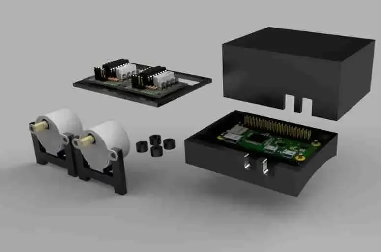 Raspberry Pi Zero W case with 2 ULN2003 stepper drive PCB.
