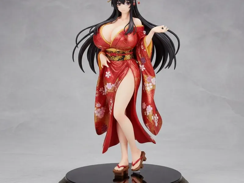 Crimson Kimono Beauty – Elegant Glamour Pose Ecchi Figurine