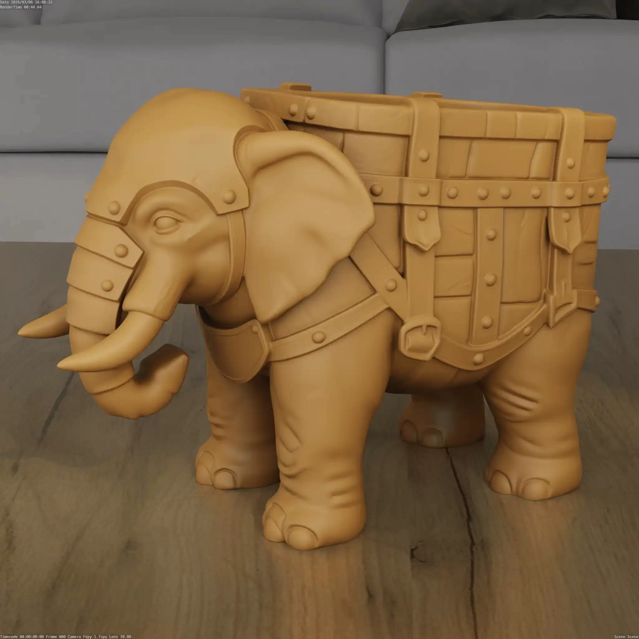 Armored War Elephant Sculpture 3D Print Model STL