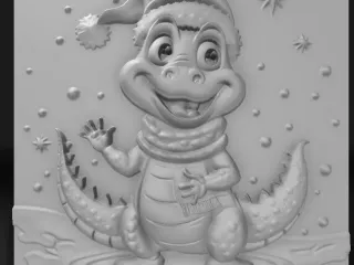 crocodile with a Christmas hat 2