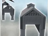 Large hangar with wide windows, two-part roof, and large acc-1