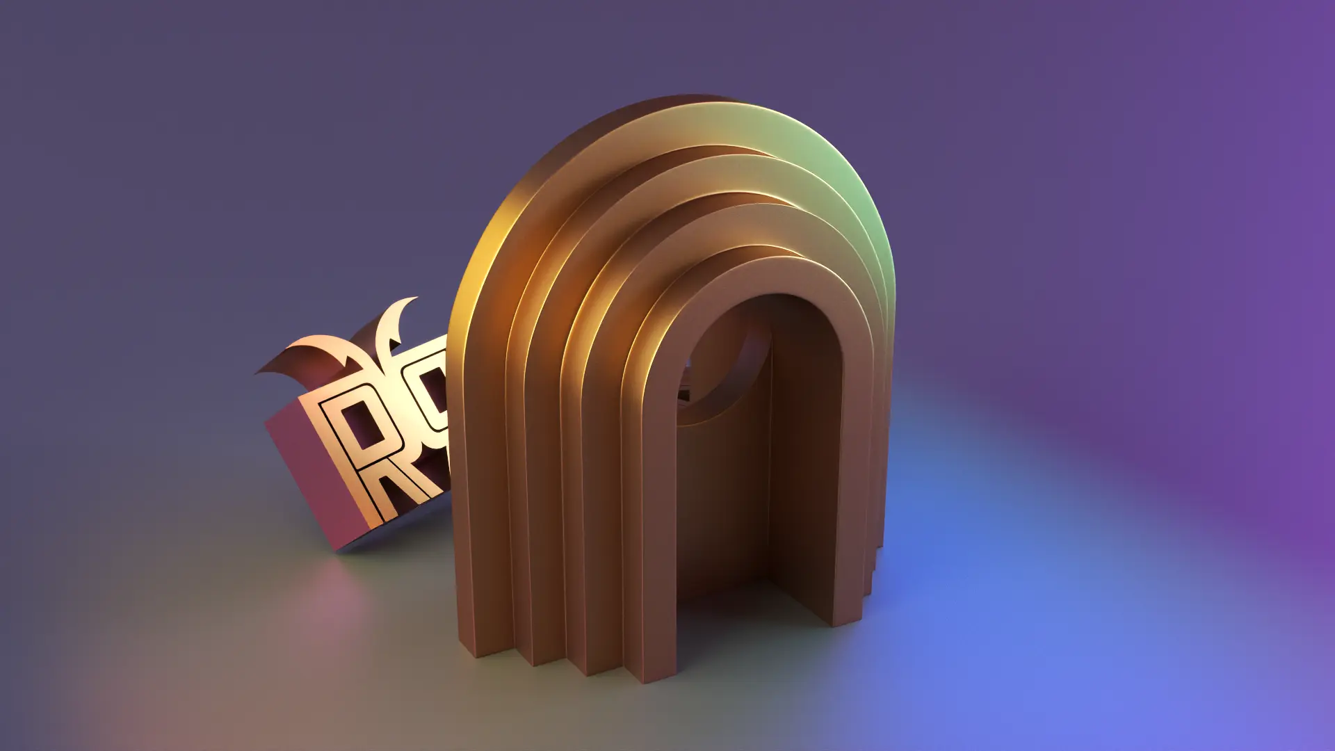 Arco forma escritorio decoración objeto 02