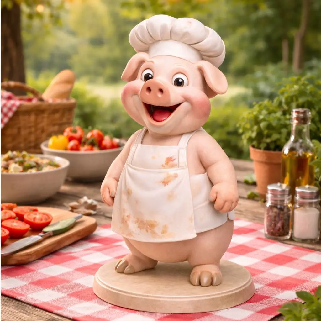 Pig Chef STL File for 3D Printing, Cute Kitchen Decor