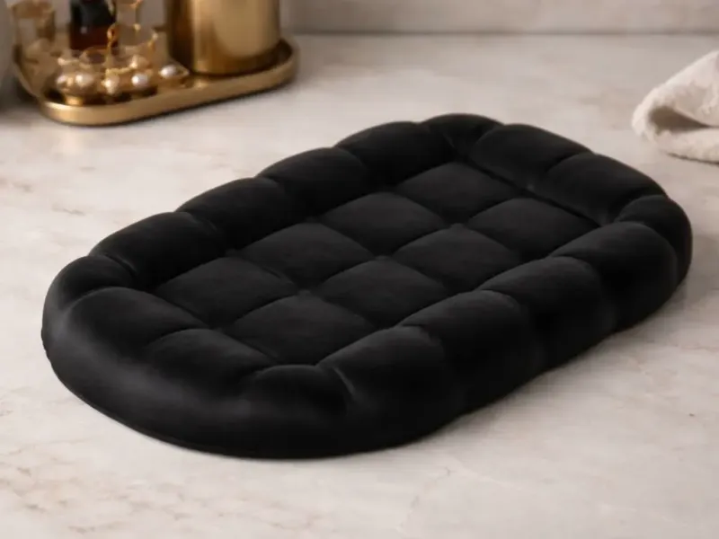 Black Tufted Tray – Sculptural Decorative Catchall