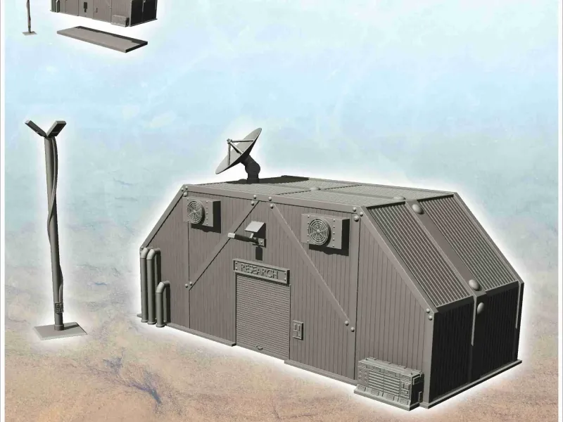 Futuristic command post with antenna and lamp post (24)