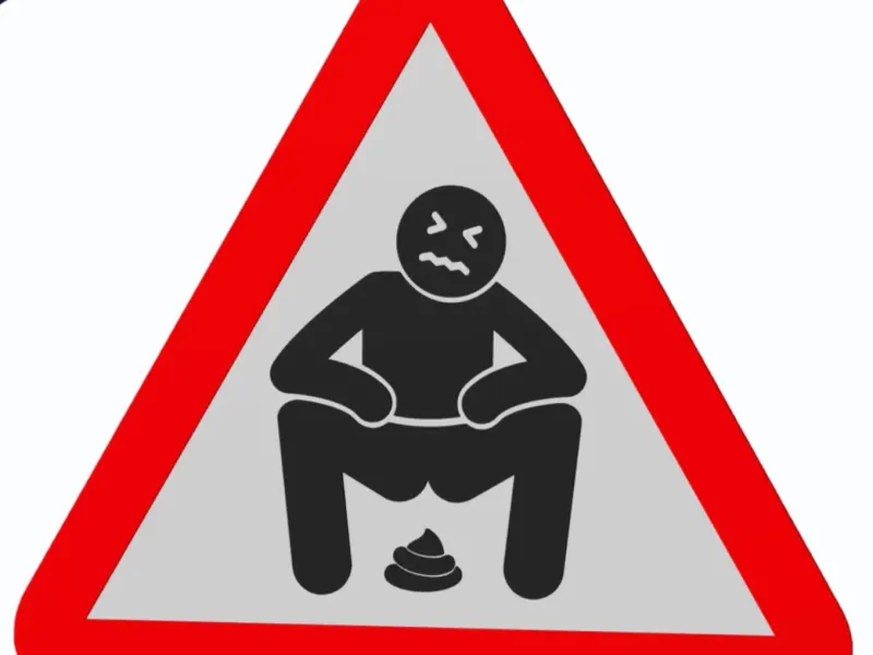 Man Shitting - Traffic Sign Warning- Wall Art