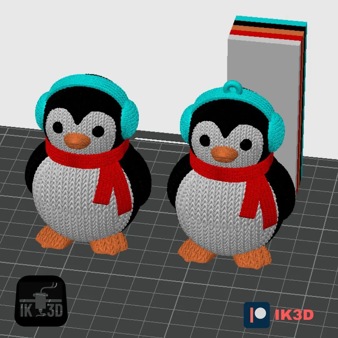 KNITTED PENGUIN FIGURINE AND ORNAMENT - NO SUPPORTS - COLOR