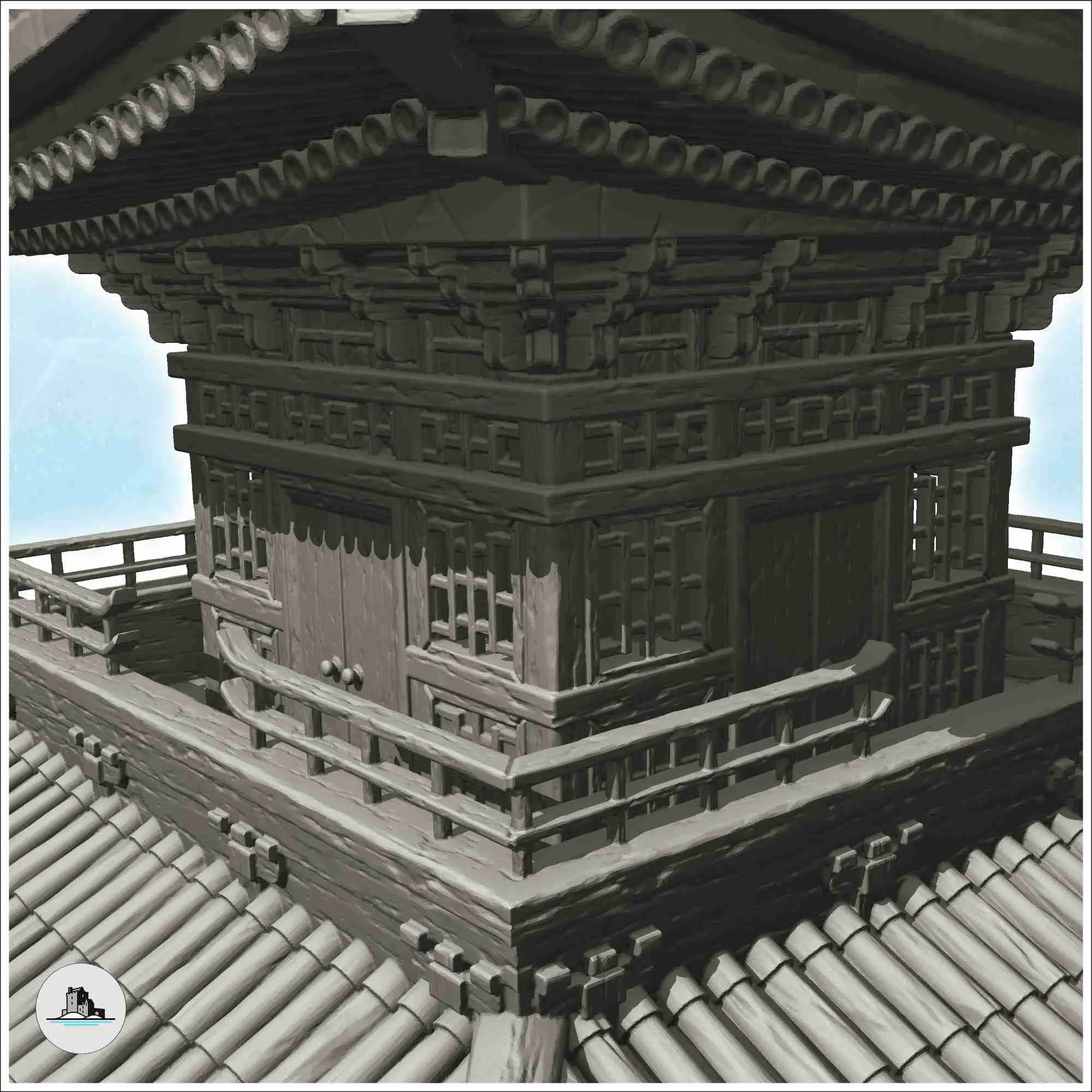 Gran pagoda asiática con plataforma de madera (40) - Japón China Kor