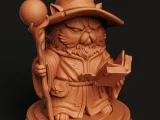 The Wizard Cat Statue | Sorcerer Kitten with Staff | Fantasy-1