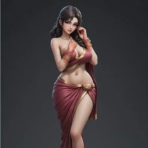 Indian Woman in Saree in Seductive Pose
