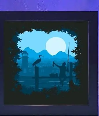 Fishing Seaside light box (shadow box)