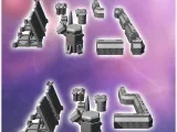 Set of futuristic Sci-Fi fortifications with barricades, mis-2