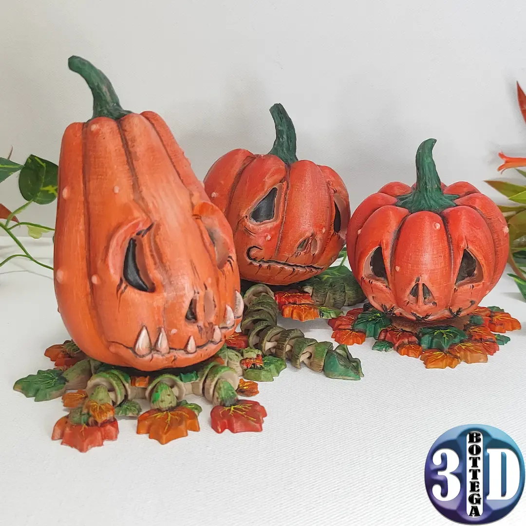 Jack-o'-lanterns, set of 3 pumpkins articulated