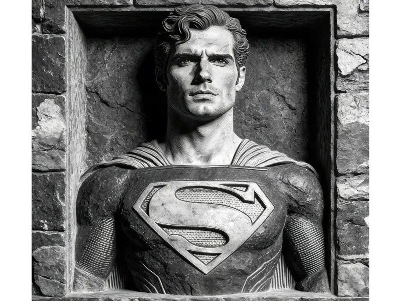Superman portrait in stone