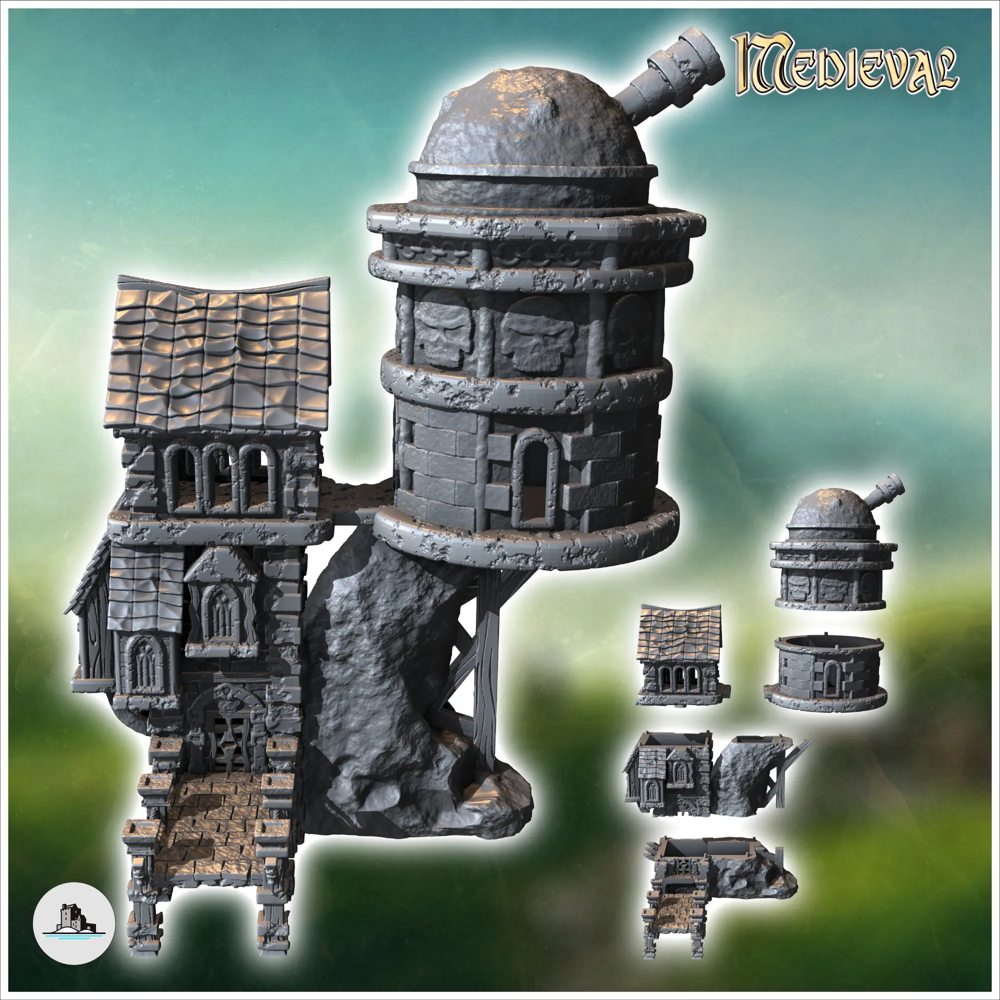 Medieval observatory with dome and wooden pontoon (33) - min