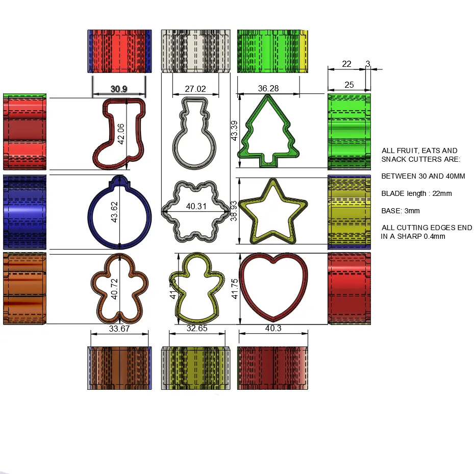 CHRISTMAS TREATS - FRUITS - BREAD CUTTERS