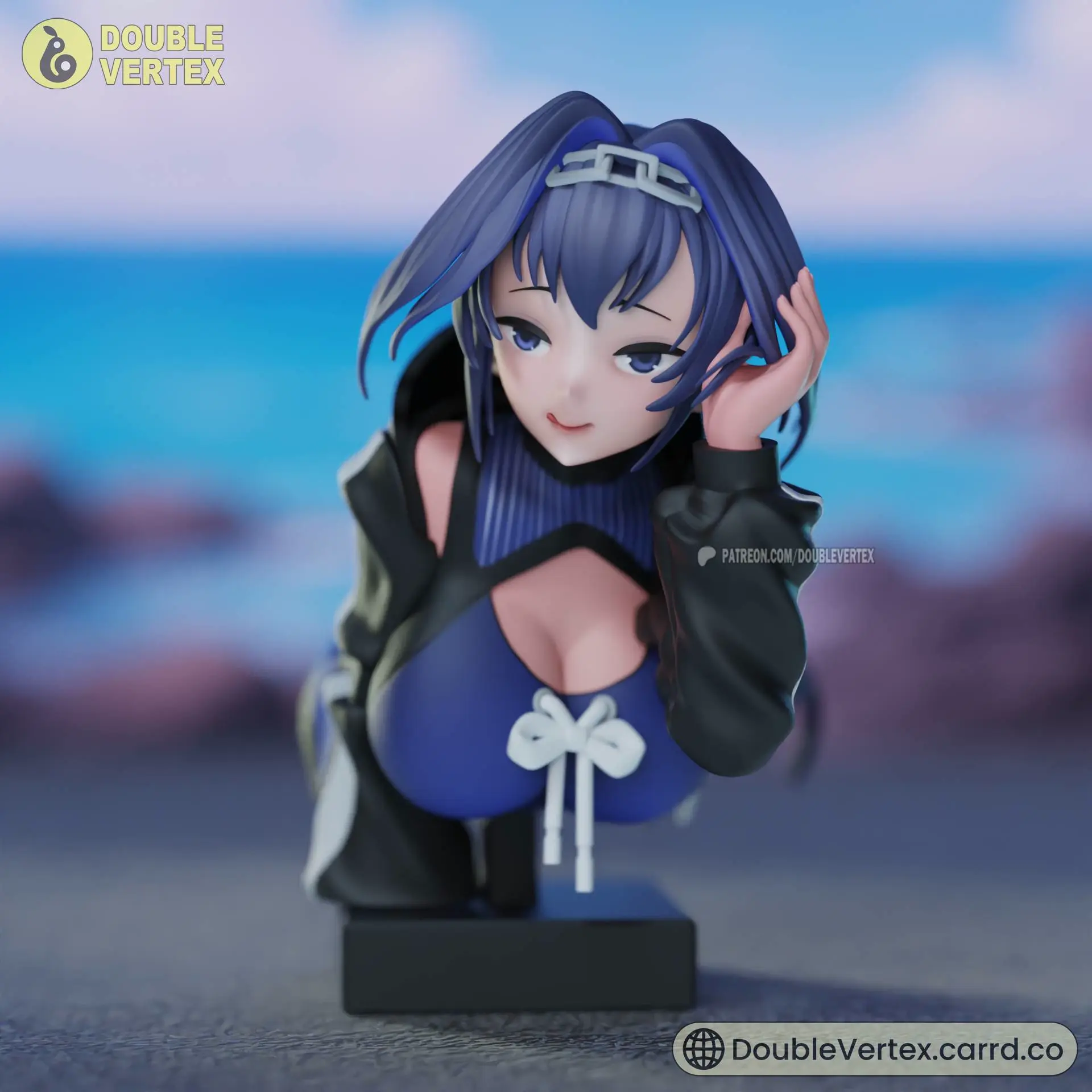3D Printer Files | 3MF File | Ouro Kronii Summer Outfit - HololiveEN Bust Vtuber Figure