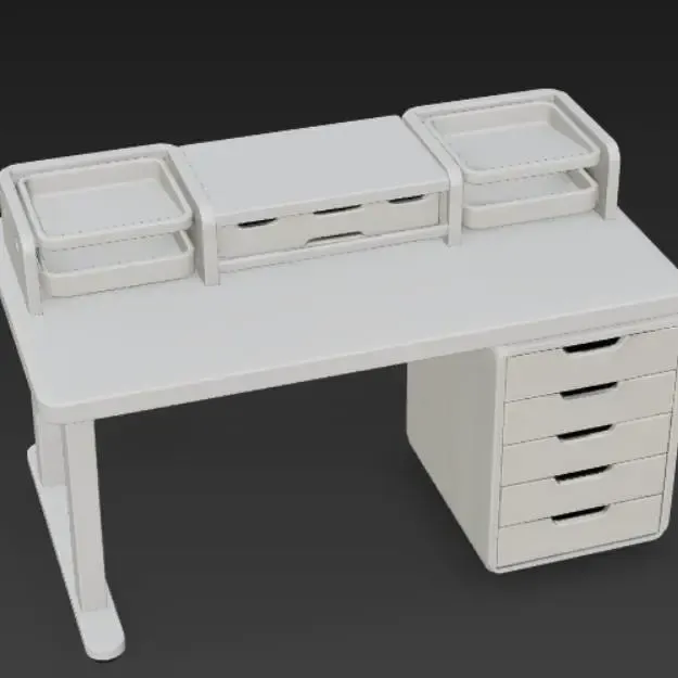 Advanced Desk Organizer STL Integrated Drawer Desk System