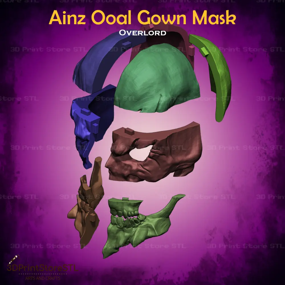 Overlord Ainz Ooal Gown Mask of Envy for cosplay or as a wallhanger V2.0 ; grinning authentic Devil / Demon Mask