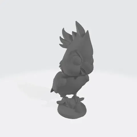Statue of a cartoon cockatiel