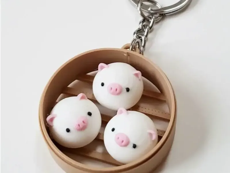 Piggy Bun Fidget Keychain (Dim Sum)