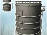 Chemical or industrial oil storage tank with access ladder (-1