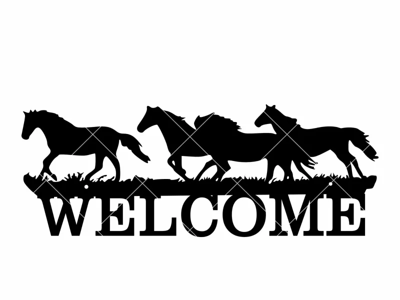 Running Horses Welcome Sign STL – Western Entry 3D Print