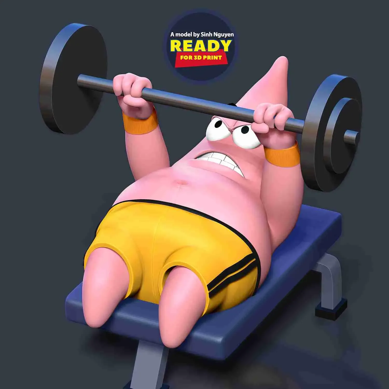 Patrick Star lifts weights