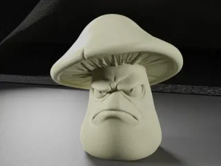 Grumpy shroom figurine