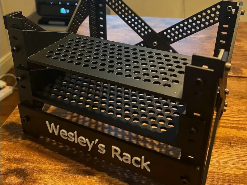 10" PLA Server Rack with Shelves – 100% Infill, EIA Spacing
