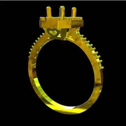 Emerald Ring with Side Stones and Heart / Anillo Esmeraldas