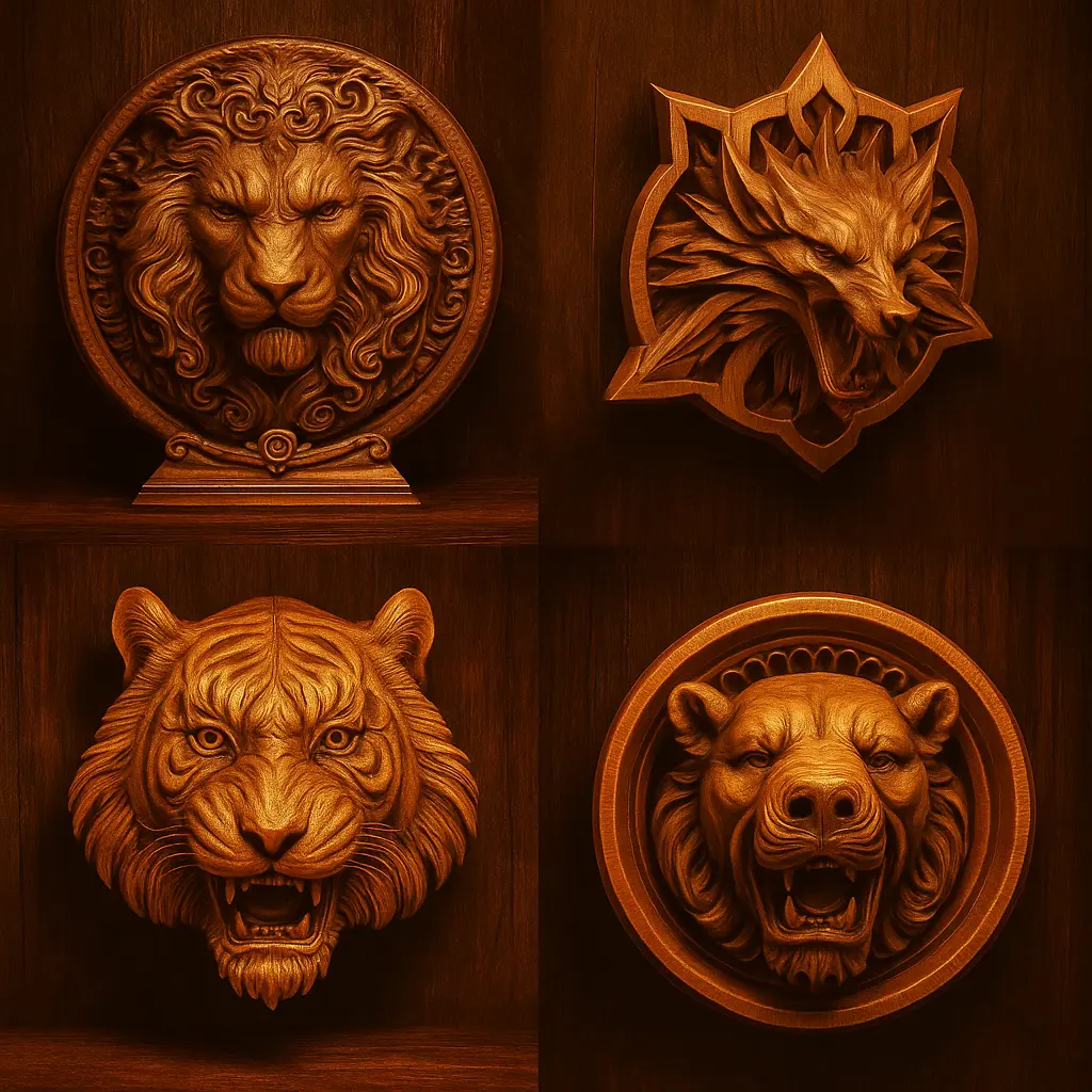 4 models Lion and Tigers Medal 