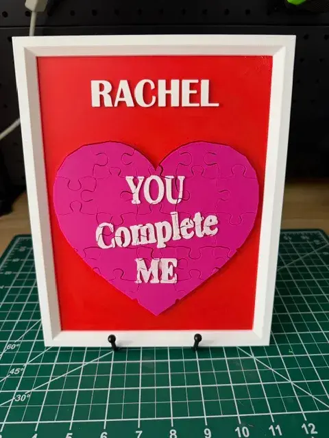 Framed Puzzle Heart – “You Complete Me” 8x10 Framed