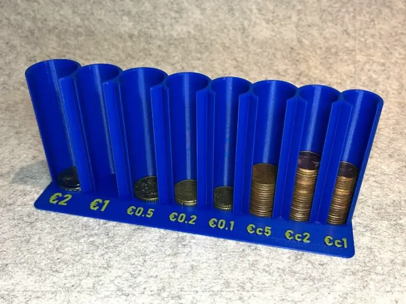Rangement pour trieuse de pièces en euros