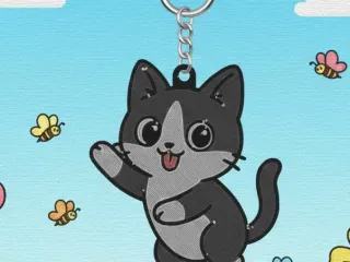 Gray Cat Keychain #1