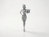 Retro Waitress Figurine Female Character 3D Printable-3